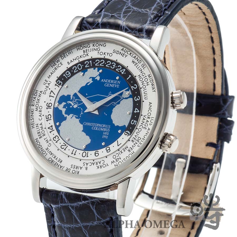 アンデルセンジュネーブ ワールドタイム クリストファーコロンブス プラチナ(Pt) 50個限定 1990年代【中古】【ヴィンテージ】【未研磨】【メンズ】