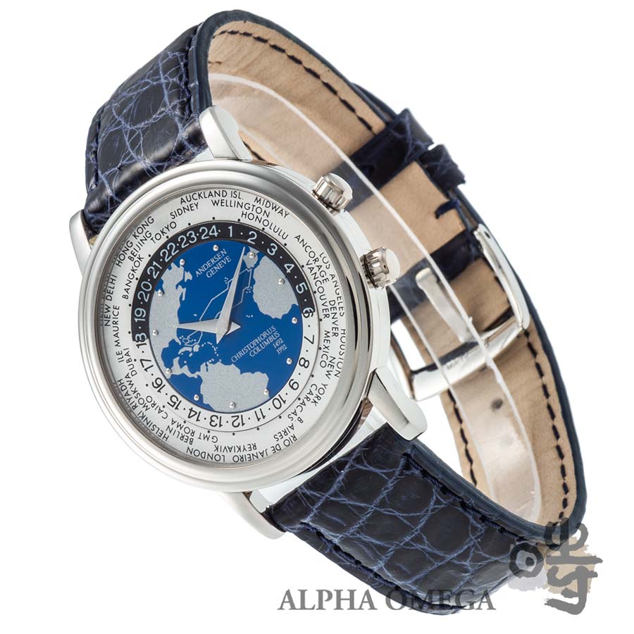 アンデルセンジュネーブ ワールドタイム クリストファーコロンブス プラチナ(Pt) 50個限定 1990年代【中古】【ヴィンテージ】【未研磨】【メンズ】