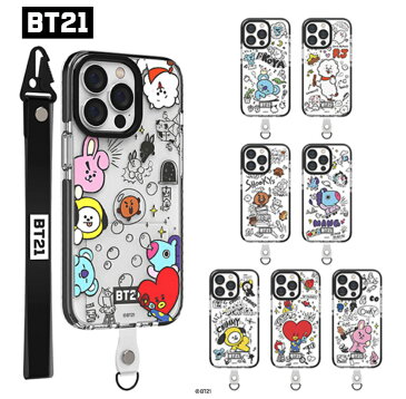 BTS 公式 防弾少年団 韓国 ストラップ BT21 iPhoneケース iPhone13 Pro MAX iPhone12 iPhone11 iPhoneXS iPhoneX iPhoneXR iPhoneSE スマホケース グッズ キャラクター シンプル シリコン 透明 クリア ケース