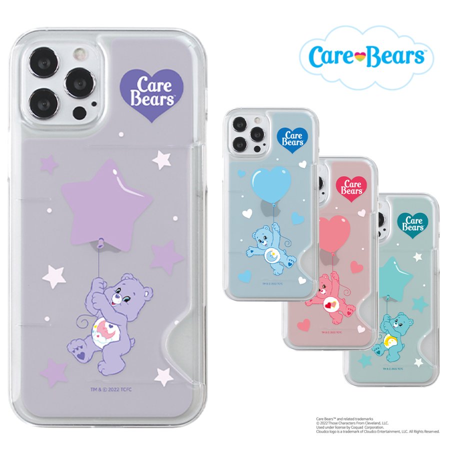 CareBears ケアベア スマホ カード収納 透明 クリア シンプル カバー 公式 キャラ スリム 保護 人気 新作 海外 Galaxy S22 Ultraケース Galaxy Note20 Ultra Note10+ S21 S20 ドコモ docomo au 可愛い グッズ アイフォン 風船 プレゼント ぬいぐるみ