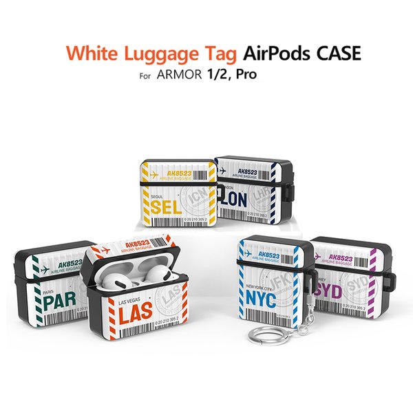 AIRPODS PRO CASE 1/2兼用 エアポッズプロ イヤホン ワイヤレス スマホアクセサリー カラビナ キーリング付き ハード スーツケース キ..