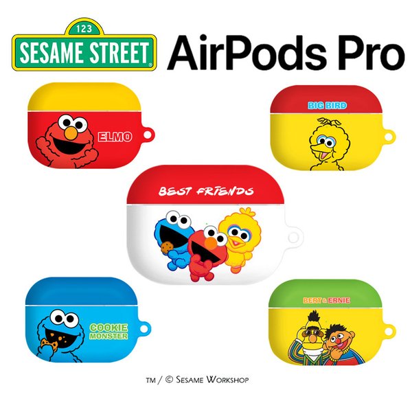 Airpods Pro Case エアーポッズプロ ケース セサミストリート ポリカーボネート ツートン キャラクター イヤホン フレンズ グッズ シリコン カラー ワイヤレス