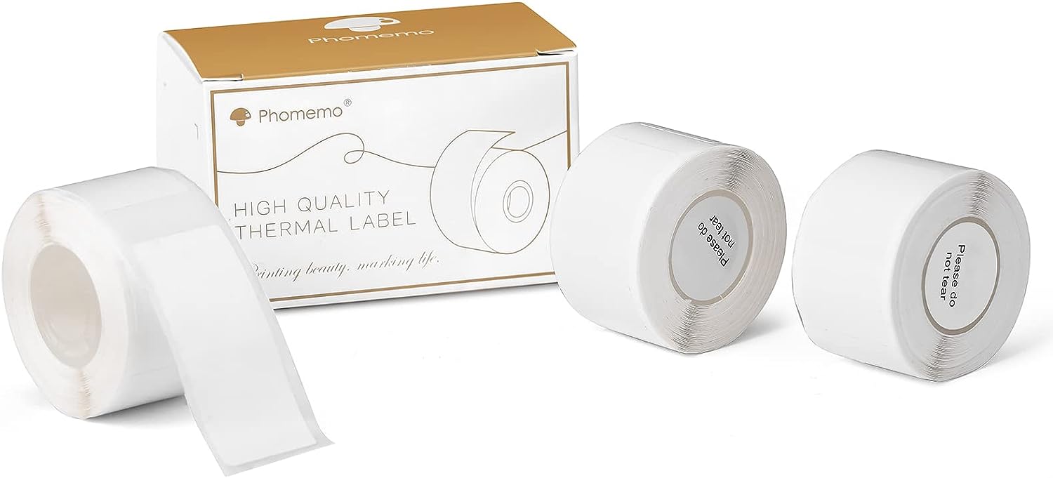 Phomemo D50 ラベルプリンタ 専用テープ ホワイト ラベルシール 純正 感熱ロール紙 ラベルシール 幅20mmx50mm 3巻 手…