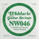 D'Addario NW046 ギター用バラ弦ニッケルワウンドゲージ：.0461本での販売です。