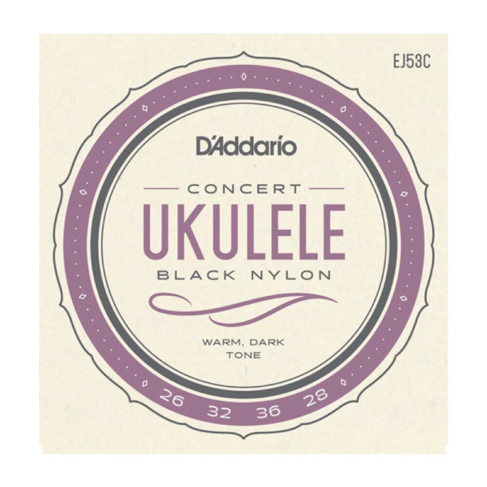 D'Addario EJ53C Pro-Arte Rectified Ukulele Concert コンサートウクレレ弦D'Addarioのブラック・ナイロン弦は、センターレス研磨工程により、最上級のスムーズさで、驚くほど正確なサイズに仕上げられています。素晴らしいフィーリングと他に類のない温かみのあるサウンド、長寿命のアコースティックトーンが特徴です。Pro-Arte Rectified Ukulele, Concert.0260.0320.0360.0280A-E-C-G　