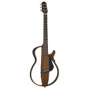 ヤマハ YAMAHA SLG200S NT サイレントギターいつでも、どこでも。ギタリストに寄り添うヤマハサイレントギター細めのネック形状に、弦長634mmスケールを採用。フォークギターはもちろんエレキギターからの持ち替えもスムース。静粛性と共に、「SRTパワードピックアップシステム」を採用した高音質なアコースティックサウンドを実現。SRTパワードピックアップシステム共鳴胴を持たないサイレントギターにおいて、自然なアコースティックサウンドの実現を追求した結果「SRTパワードピックアップシステム」に到達しました。レコーディングスタジオで、プロのアーティストが厳選された高音質マイクでレコーディングするかのような、アコースティックギターサウンドを表現出来ます。ボディレスでありながら、抜群のレスポンスと自然なアコースティックギターサウンドを実現。胴鳴りの空気感や音色の変化まで忠実に表現します。ピエゾピックアップに「SRTパワードピックアップ」サウンドをミックスすることで、プレーヤーの創作意欲を刺激する緻密な音作りが可能です。実際に、アコースティックギターにマイクを立てて、高品質のサウンドを録音することは非常に複雑で難しい作業ですが、サイレントギターならば、煩わしい手間をかけずに自然なアコースティックサウンドを表現出来ます。独創的なデザインアコースティックギターらしさと従来のアコースティックギターにはない斬新さを目指したサイレントギター。開発チームとデザイン研究チームの両者が共同して、モダンなデザインと高い演奏性を兼ね備えた独特なフォームを実現しました。共鳴胴を持たない独創的なデザインはそのままに、全体の形状を見直した他、ボディにマホガニー、フレームにローズウッド＆メイプルを採用。木の温もりを感じられる魅力的な質感となっています。圧倒的な静粛性一般的なアコースティックギターの約18%の音量共鳴胴を持たない個性的なデザインが優れた静粛性を誇ります。周囲に聞こえる音はごく僅かな為、夜間の練習はもちろん、自宅で家族といる時でも、リラックスしてギターを演奏することが出来ます。耐久性と高品質を実現サイレントギター独自のソリッドボディ構造が高い耐久性を実現。旅先への持ち出し時にもギター本体のダメージに対する不安からギタリストを開放します。スティール弦モデル、ナイロン弦モデルのいずれも、ダブルアクショントラスロッドを採用。ネックを最適な状態に調整出来ます。高い演奏性スリムなボディシェイプにより、エレキギターとの持ち替えにも不安や違和感を覚えること無く演奏することが出来ます。機能性の向上携帯音楽プレイヤーなどと接続することで、お気に入りの音楽をバックに演奏したり、好きなアーティストと一緒に演奏可能。高性能なエフェクトをかけて本格的な音作りを楽しむことはもちろん、ヘッドホンを接続すれば一人っきりで集中して練習にのめり込むことが出来ます。クロマティックチューナーが搭載されギタリストの利便性も向上。汎用性の高い単3乾電池駆動に加え、電源アダプター（別売）の使用により長時間の練習でも心配ありません。サウンドバリエーションを楽しむ室内で演奏しているようなリバーブ効果が得られる「REV1」、ホールで演奏しているようなリバーブ効果が得られる「REV2」、2台のギターで演奏しているようなコーラス効果が得られる「CHO」、計3種類のエフェクトを搭載。TREBLE/BASSつまみで、高音域、低音域の音質を調整し、エフェクトバランスを取りながら、最適な音作りが可能です。AUXつまみで携帯音楽プレイヤー等の入力レベルを調整出来ます。ブレンドコントロールピエゾピックアップのサウンドと「SRTパワードピックアップ」のサウンドを上手く混ぜあわせ調整しながら、好みの音作りが出来ます。クロマティックチューナー内蔵クロマティックチューナーを内蔵し、正確で安定したチューニングを実現します。ディスプレイ表示も見やすくステージ上でも素早く調弦可能です。持ち運びやすさ低音弦側のフレームは簡単に着脱が可能。本体をコンパクトにすることで、一般的なアコースティックギターと比べ、抜群の運び易さを実現しています。スマートなデザインの専用ケースは、飛行機や向かい合わせの座席での持ち運びにも便利です。幅：356mm高さ：978mm奥行き：85mm重量：2.1kg本体材質：マホガニー棹：マホガニー指板：ローズウッドフレーム：ローズウッド＆メイプル糸巻：RM1242N-4下駒：ローズウッド弦長：634mm指板幅（上駒部/胴接合部）：43mm/55mmコントロール機能電源スイッチ、ボリューム、ベースコントロール、トレブルコントロール、エフェクト（REVERB1/REVERB2/CHORUS)、クロマッチックチューナー、ブレンドコントロール接続端子LINE OUT(モノラル)*兼POWERスイッチ/ジャック差込時ON、DC IN、AUX IN(ステレオミニフォーンジャック)、PHONES（ステレオミニフォーンジャック）電源電源アダプター（PA-3C *別売）又はアルカリ単3乾電池・ニッケル水素電池 / 電池寿命：通常連続使用（エフェクト使用・不使用に関わらず）アルカリ乾電池約22時間、ニッケル水素電池約18時間 ※電池の使用時間はあくまでも目安です。個々の電池の状態によって使用できる時間は変わります。付属品専用ソフトケース、ステレオインナーフォン ※電源アダプターは別売（PA-3C)※幅・高さ・奥行きの寸法は、左フレーム取付、ボディエンド部調整ネジ最短状態の計測値となります。