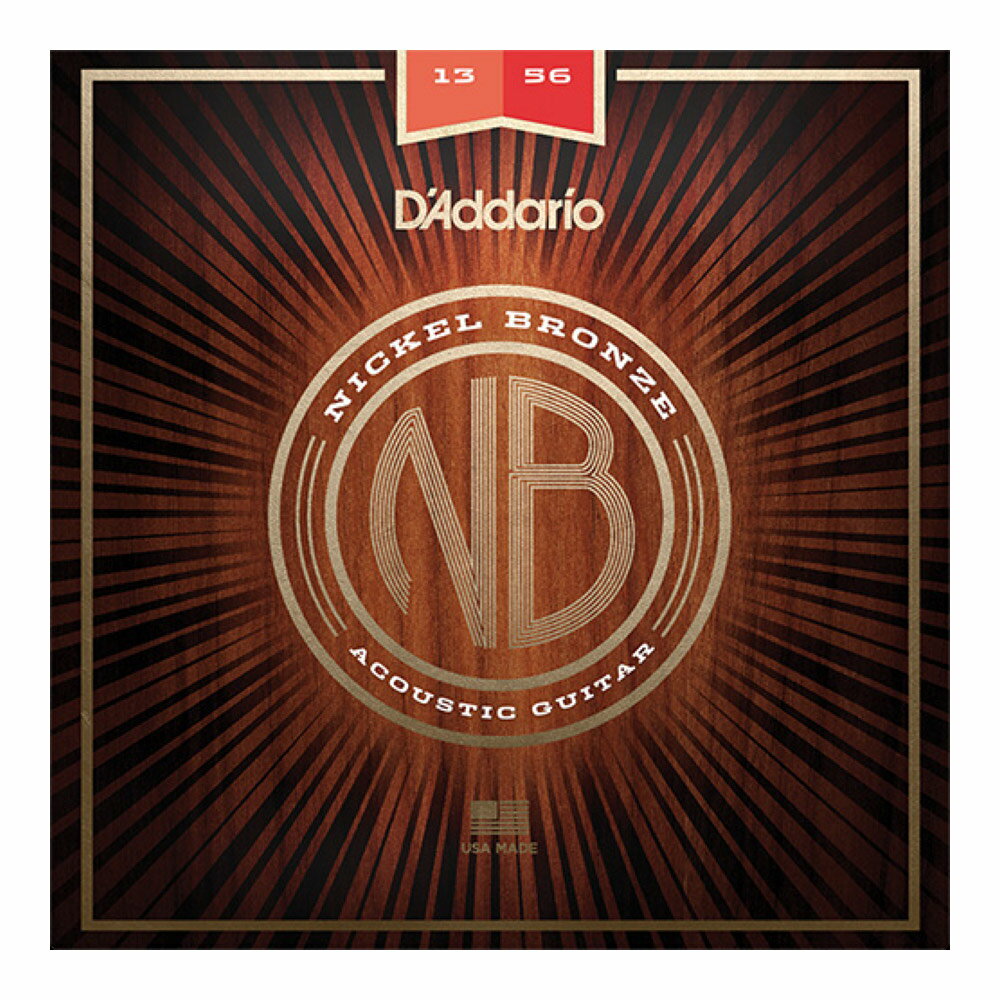 D'Addario NB1356 Nickel Bronze Wound Medium アコースティックギター弦ギター固有のキャラクターをハイライトし、その楽器の自然な周波数の音色を奏でます。「ニッケルブロンズ弦 」は鮮明さ、共鳴、レスポンスをあわせもち、突出して調和が取れていて豊かな倍音を奏でます。この非コーティングのプレミアム弦の芯弦には、D'Addario独自の代表的な高炭素カーボン「NY STEEL」を採用しており、チューニングの安定感と強度が従来の弦より向上したことを実感いただけます。Mediumゲージ：PL013 PL017 PB026 PB035 PB045 PB056※1パッケージでの販売です。