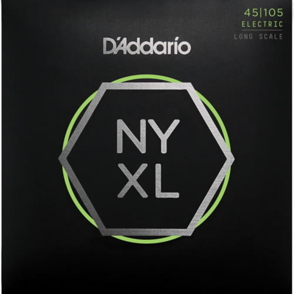 D'Addario NYXL45105 エレキベース弦D'Addario独自の高炭素カーボン「NY STEEL 」を芯弦に採用し、既存のベース弦よりさらに広いダイ ナミックレンジとサステインを持った弦に仕上がっています。全てのプレースタイルに応えられるよう精密にデザイン されており、ディープで力強く"パンチ"の効いた低音と、倍音のレスポンスが際立っているのが特徴です。Light Top / Med Bottom ：Long Scale1st:.0452nd:.0653rd:.0854th:.1051セットでの販売です。