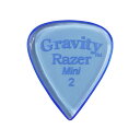 GRAVITY GUITAR PICKS Razer -Mini- GRAM2P 2.0mm Blue ギターピックグラビティギターピックは、ハンドメイドでピックを製作するアメリカのブランド。アクリル素材を職人の手によりひとつひとつ丁寧に加工され作られるピックは、美しく磨き上げられ、手に馴染む使い心地と、スムースな演奏性、すばらしいトーンを生み出します。アクリルを使用し独特のエッジデザインを採用する事で、速くラウドなプレイにも対応。一般的なピックに比べ耐久性も高く、同じトーン、同じ演奏性で長期間使用できるのも特徴です。シェイプ：Razer Mini(JAZZ) ゲージ：2.0mmカラー：Blue