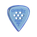 GRAVITY GUITAR PICKS Razer -Mini Multi-Hole- GRAM2PM 2.0mm Blue ギターピックグラビティギターピックは、ハンドメイドでピックを製作するアメリカのブランド。アクリル素材を職人の手によりひとつひとつ丁寧に加工され作られるピックは、美しく磨き上げられ、手に馴染む使い心地と、スムースな演奏性、すばらしいトーンを生み出します。アクリルを使用し独特のエッジデザインを採用する事で、速くラウドなプレイにも対応。一般的なピックに比べ耐久性も高く、同じトーン、同じ演奏性で長期間使用できるのも特徴です。シェイプ：Razer Mini(JAZZ) Multi-Holeゲージ：2.0mmカラー：Blue