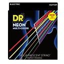 DR NEON MULTI COLOR NMCE-2/9 LITE 2PACK エレキギター弦 2セット入り※画像はサンプルです。詳しくは商品説明をご覧下さい。※1パッケージに「NMCE-9」が2セット含まれています。ネオンシリーズはタイトで煌びやかなサウンドを持ち、日光やステージの照明上ではビビットなカラー、ブラックライトの下では強く発光します。 DRの歴史で培われた伝統技術でヘクスコア材に蛍光カラーコーティングを施したニッケルプレート材がハンドワウンドされた弦です。きっと、その鮮やかなネオンカラーに魅了される事でしょう。またK3コーティングテクノロジーによりアンコーティング弦より 3〜4倍の長寿命を発揮します。このシリーズはピンク、グリーン、オレンジ、ブルー、イエロー、レッドのセットです。※NEONシリーズは「蓄光」ではございません。自発的に暗闇での発光はしません。ブラックライト下、もしくはブルーでの暗転等のステージ照明に反応し、発光します。ゲージ09-11-16-24-32-42