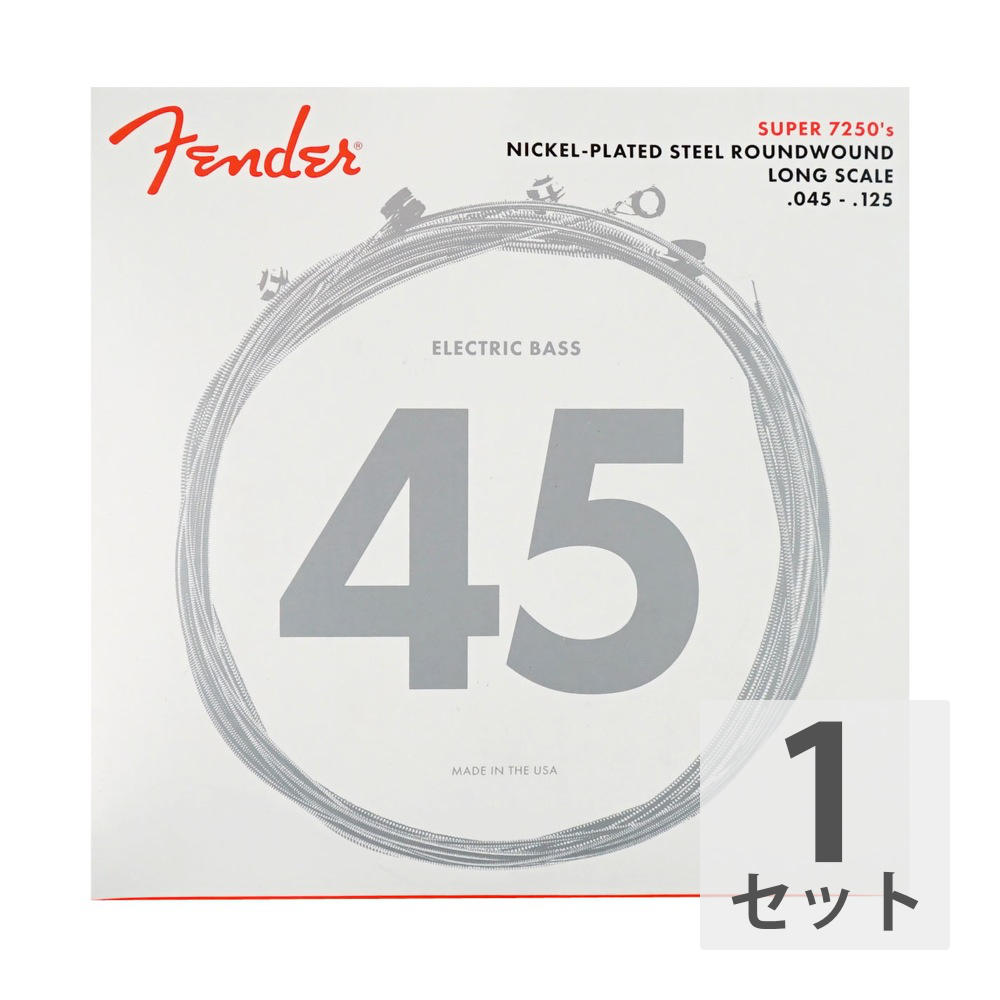 Fender Bass Strings Nickel Plated Steel 5-STR 7250-5M 45-125 5弦エレキベース弦ニッケル弦の滑らかな感触を残しつつも、ロックやファンク等オールラウンド・プレイヤーにお勧めのラウンド・ワウンド弦。唸るようなローと輪郭のあるハイが特徴です。PRODUCT: 07372504567250-5MGauges .045/.065/.085/.105/.125