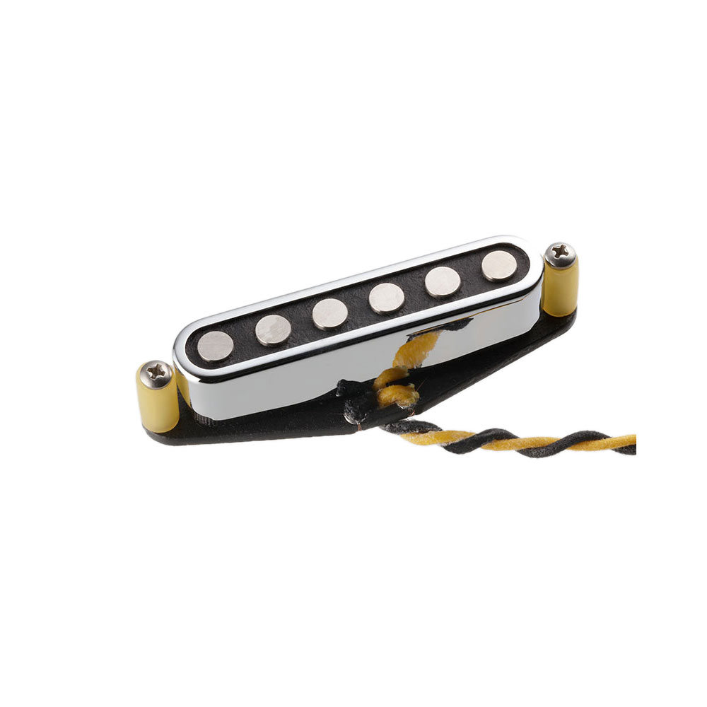 TV Jones Starwood Tele Pickup Neck Chrome テレキャスター用ピックアップT-Armondのテイストを持たせたテレキャスター用ピックアップ「Starwood Tele Pickups」。Starwood Tele Pickupは、伝統的なテレキャスター・ピックアップのクラシック・トーンにT-Armondの持つヴィンテージなヴァイブ感を組み合わせて設計しています。Starwood Tele Pickup Neck(ネック・ピックアップ)は太く、豊かな倍音が特徴で、Starwood Tele PickupBridge(ブリッジ・ピックアップ)は溢れんばかりのパワーが魅力です。2コンダクター仕様でヴィンテージ感のあるCloth Pull Back Wireを採用しています。どちらも一般的なテレキャスター・ピックアップが装着されたギターに搭載可能です。※取り付けの際にギターの加工が必要な場合もあります。Neck：非常に豊かな倍音を伴った破壊力のあるトーンが特徴です。ダイレクト・マウントだけでなく、ピックガードに吊り下げてマウントすることも可能※です。ネジ2本付属■DC Resistance: 7.32K■Inductance: 2.45H■2 Conductor Wire■推奨ポット抵抗値: 250k Ohm■カラー：クローム