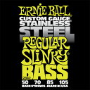 ERNIE BALL 2842/Stainless Regular Slinky Bass ベース弦錆びに強く耐久性に優れたステンレス・スティール・ワイアーを採用した、ステンレス・ワウンドのベース弦です。アタックに対して反応がよく、ブライトな音色が特徴です。快活なロック・サウンドが欲しいベーシストに最適なシリーズです。2842/Stainless Regular Slinky Bassゲージ：50、70、85、1051セットでの販売です。　