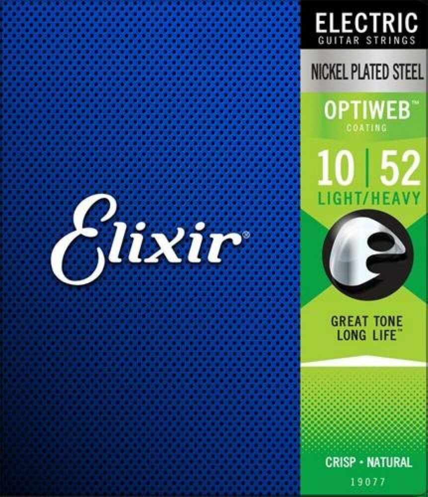 ELIXIR 19077 Optiweb Light Heavy 10-52 エレキギター弦コーティング弦のトップブランドが新たにラインナップする「Optiweb（オプティウェブ）」シリーズは、よりノンコーティング弦のサウンドやプレイフィールを追求しました。これまでコーティング弦を使ってこなかったトラディショナルトーンの愛好者にこそ1度使ってほしい弦です。ブライトで生き生きとしたサウンドと驚異的なロングライフを両立。オプティウェブシーズは従来のコーティング弦の優位性である圧倒的なロングライフを維持しながらもブライトなトーンとノンコーティングのような触り心地を実現しています。ゲージ10.13.17.32.42.52。1セットでの販売です。　