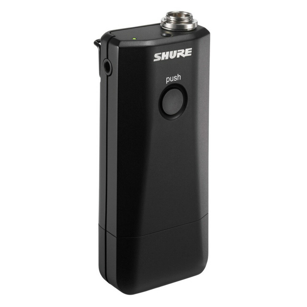 SHURE MXW1/O-Z12 Microflex Wireless ボディーパック型送信機無指向性マイクロホンを内蔵し、ワイヤレスマイクロホンとしても使用可能なボディーパック型送信機：軽量コンパクトで目立ちにくいデザイン。：無指向性マイクロホンを内蔵し、インタビューの収音などにも単体で使用可能。：ヘッドウォーン/ラべリアなど多彩なマイクロホンを用意。：ヘッドホン出力を搭載し、通訳チャンネルなどのリターン信号を受信可能。：専用のソフトウェアからリアルタイムに設定の変更が可能。：未使用時に充電池の消費を抑制するスタンバイモードを搭載。：受信機から離れて、電波を安定的に受信できない可能性が発生するとアラートで警告。：ネットワーク・チャージステーション（MXWNCS)にドッキングし、Linkボタンを押すだけで設定が完了。：AES-256bit暗号化処理による極めて秘匿性の高いワイヤレス運用。：専用のリチウムイオン充電池で動作。最大9時間の長時間駆動が可能で、充電はネットワーク・チャージステーションを使用して約2時間でフル充電が可能。：USBバスパワーに対応。■システム性能到達距離：30mレイテンシー：18ms(定格)周波数特性：50Hz〜20kHz, －3/+1dB ※システム全体の帯域幅はマイクヘッドにより変動■仕様送信周波数：1893〜1905MHzの1チャンネル電波形式：F1D、F1E送信出力：1/3/8/16mWアンテナ形式：内蔵特殊ダイバーシティ最大入力レベル：－9dBV(マイクゲイン@－16dB)※マイクヘッドにより変動ゲイン調整範囲：－25〜+15dB(1dBステップ）ヘッドホン出力：ステレオミニ（デュアルモノ）内蔵マイクロホン：無指向性電源：専用リチウムイオン充電池電池寿命：約9時間 ※使用環境によって異なる。寸法・質量(充電池含む)：W45×H99×D22mm、85g付属品：ネックストラップ