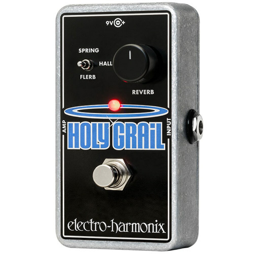 ELECTRO-HARMONIX Holy Grail Reverb リバーブ エフェクターサーフ・インスト・ミュージックの創始者ディック・デイルでさえもスプリングリバーブと区別が出来なかったというデジタル・リバーブの名機Holy Grailが、よりコンパクトなnanoシリーズになりました。スプリングタイプのリバーブサウンドで、ジョン・フルシアンテを始め多くのプレイヤーが愛用しています。リバーブタイプは、ギタリストにとって必要なスプリングとホールリバーブに加えて、Electro-HarmonixならではのスペイシーなFlerb(フラーブ)の全3種類です。今までのペダル・リバーブに満足できない方は是非Holy Grailをお試しください。 Specs・Digital Reverb・Reverb Type Select Switch(Spring/Hall/Flerb)・True Bypass・寸法：72mm(W) x 110mm(D) x 50mm(H) 240g・電源：9V DCセンターマイナスアダプター JP9.6DC-200（付属）