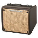 IBANEZ T15II TROUBADOUR アコースティックギター用アンプTROUBADOUR AMPLIFIERカフェや比較的小さなライブハウスで演奏するとき、多くのプレイヤーにとってステージへ持ち込むアコースティック・アンプに最も必要なことは何でしょうか？「深くしみわたるような、自然な鳴り」だと答える人がいるかもしれません。そして「持ち運びやすさ」と答える人も多いのではないでしょうか。まるでハンド・クラフトのブティック・アンプのような落ち着いた雰囲気を持つTroubadour(トルバドール)はそんなプレイヤーに最適なアコースティック・ギター・アンプといえます。例えば近くのカフェ・ライブで爪弾く。例えばパーティ会場でかき鳴らす。そんなとき、Troubadourのサウンドがきっと部屋中を満たしてくれるでしょう。Troubadourは「サウンド」と「ポータビリティ」を追求してデザインされているのですから。【特徴】・このサイズにして楽器用(1/4”フォーン)とマイク用 (XLR)の2チャンネル・インプットを備えた、15W出力アコースティック・アンプ。・教室での演奏など小さな規模での演奏に向いています。・6.5”フルレンジ・スピーカー・楽器用チャンネルにはコーラス・エフェクト搭載。・AUXインプット。お持ちの音楽プレイヤーなどのデバイスを繋ぐことが可能です。【Specs】■Output：15W@6Ω■Speaker 6.5” Full Range■Controls：・Guitar Channel with Volume, Bass, Treble, Chorus On/Off switch・Microphone Channel with Volumeswitch■I/O’s：Guitar input, Microphone input(XLR), Aux input■Cabinet：Closed back■Size (mm)：235(W) x 210(D) x 218(H)■Weight：3.15kg