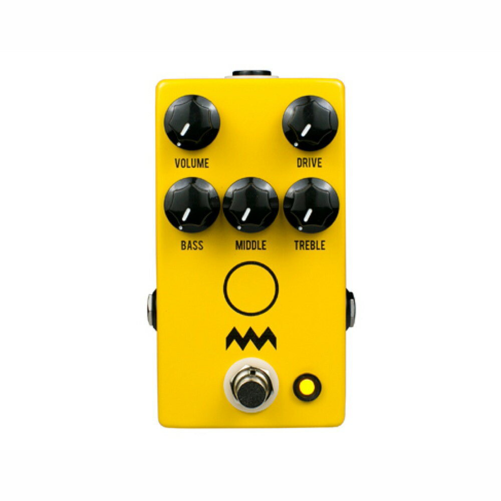 JHS Pedals Charlie Brown V4 オーバードライブ ギターエフェクターもし、あなたがオリジナルのマーシャルJTM45について聴いたことがあれば、そのサウンドがクラシックなロックンロールのそれだとご存知のことでしょう。実際クラシックのJTM45は、暖かみがあり豊かなそのトーンキャラクターによって、ストラトキャスターを歌わせたりやレスポールを叫ばせたりすることが出来ます。JHSのCharlie Brownは、いかなる良いアンプの音色をも、その時代の息吹をもった、生き生きとしたレプリカサウンドに変えてしまうのです。Charlie Brown V4は、人気のあるV3をベースに、その心臓部や魂はそのままに、より柔軟性と選択肢が加えられています。コントロールを見て行きましょう。ペダルを見ると、VOLUME、DRIVE、BASS、MIDSそしてTREBLEというコントロールが配置されています。VOLUMEコントロールはアンプのマスターボリュームのように機能します。単純に時計回りに回せば音量は上がり、反時計回りに回すと音量は下がります。DRIVEコントロールは、シグナルパス内の歪み/オーバードライブの量をコントロールします。時計回り一杯に回すと得られる限りのディストーションが掛かり、反時計回り一杯に回すと最もクリーンな設定となります。GAINが50%以下だときめの粗いローゲインのオーバードライブとなり、ヘンドリックスが好んだサウンドとなります。GAIN (DRIVE)を上半分の設定にすると新しい世界が広がり、そのナチュラルなクランチサウンドは我々のオーバードライブペダルのラインナップの中でも傑出したものとなります。時計回り一杯に回し切ると、ハイゲイン・オーバードライブの楽園が広がります。V4で新しくなった点は、BASS、MIDS、TREBLEコントロールが追加されたことです。ビンテージのマーシャルアンプを忠実に再現するためには、完全なマーシャルスタイルのトーンスタックを組み込む時だと我々が判断したのです。これらの3つのコントロール全ては、帯域のカットとブーストを行い、12時位置では相対的にフラットになります。右側面の1/4″ジャックはインプット、左側面にはアウトプットジャックが装備されています。もし、あなたが本物のフィーリングやサウンド、テイストそして匂いを持ったクラシックロックのオーバードライブを探しているのなら・・・これ以上探す必要はありません。電源は一般的な9V DC/100mAセンターマイナスアダプターでご使用いただけます。サイズ：56.0mm x 109.2mm x 38.1mmVERSIONの歴史について：V1 = 大き目の筐体です。Charlieのアイコンがありません。V2 = 筐体が現行のサイズと外観に変更されています。V3 = V2とは若干異なるDRIVEコントロールとゲイン構造を持っています。V4 = 筐体の色が黄色に変更され、3バンドのTONEコントロールが追加されましたので合計5つのコントロールとなりました。