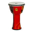 TOCA SFDMX-9F 9" Fiesta Red ジャンベFreestyle Mechanically Tuned Djembe 9",Fiesta RedFREESTYLE DJEMBESFREESTYLE MECHANICALLY TUNED DJEMBESフリースタイル・ジャンベ メカニカルチューニングモデル。タフな合成樹脂シェル、選び抜かれたゴートスキン（本革）ヘッドを採用しています。肩にかけて運べ、ソリッドで本格的な音色を実現しました。プレイスタイルを選ばない、まさにフリースタイルなビートを刻むジャンベです。■ライトウェイトで頑丈な合成樹脂シェル。■優れたベース・トーンと澄んだ高域。■ゴート・スキン(本革)ヘッドは本格的なルックスとサウンドを両立。■ノンスリップ・ラバー・ボトムが底面をしっかりガード。■付属のスパナで簡単にチューニング調整可能。■チューニング・ラグにはラバー・ティップを装備。