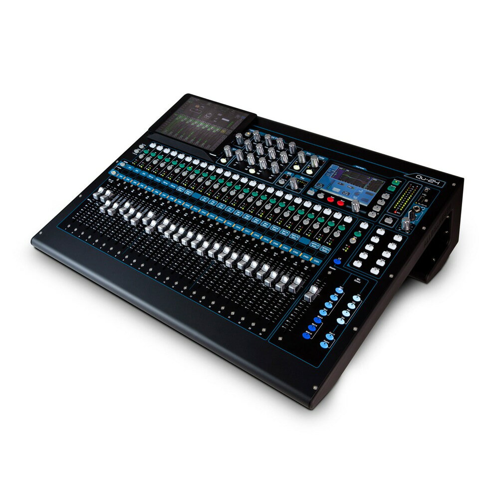 ALLEN&HEATH QU-24 デジタルミキサー【Allen & Heath】QU-2432 in / 24 out デジタル・ミキシングコンソール■Quシリーズの中核を成すモデル■入力：モノラル×24、ステレオ×3■ミックス：モノラル×4、ステレオ×5、LR■32in×30out USBオーディオインターフェース搭載■ライブ、スタジオ、ストリーミング、A/V設備、企業イベントなどに対応■優れた機能性と革新的なデザインを兼ね備え、快適なミキシングを提供・800×400pixelのトゥルーカラー・タッチスクリーン搭載。・専用ロータリーエンコーダーはすべての設定とパラメーターに素早くアクセス可能。■アナログからの移行でもデジタルのアップデートでも簡単になじめる直感的なインターフェース・すべてのマイク入力がそれぞれのフェーダーに表示され、素早く簡単にコントロール可能。・フェーダーのレイヤー数を少なくすることで、よりシンプルでスピーディーなワークフローを実現。■クラス最高峰の音質・豊かで暖かみのある音楽的なサウンドを生み出す、ALLEN＆HEATH伝統のAnalogiQデジタル・コントロールド・プリアンプを16基搭載。さらなる高音質と低ノイズフロアを実現。・ロー・レイテンシーの24bitAD/DAコンバーターによる最高級の音質を実現。・4つのステレオRackFXエンジンを搭載。伝説的なクラシックリバーブ、ゲート、ディレイ、モジュレーター、フランジャーなどのエミュレーションを忠実に再現。■マルチトラックUSBレコーダー「Qu-Drive」を内蔵・480Mbps USB 2.0、48kHz/24-bit・USBキーやハードドライブに直接、18チャンネルの録音・再生が可能。・最大24トラックをMacやPCにストリーミング可能。インターフェイスはMac OS Xのクラスに準拠。Core AudioをサポートするDAWで認識され、プラグアンドプレイが可能。Windowsでは、ASIOとWDMに対応したドライバーを用意。・無償のMIDI Controlアプリを使用して、HUIとMackieの標準的なコントロールプロトコルをエミュレート。一般的なDAWで使用でき、レベル、ミュート、ソロ、セレクトのハンズオン・コントロールなどが可能。■コントロールアプリを用意・「Qu-Pad」ipad用リモートコントロールアプリ・「Qu-You」モニターミックス・コントロール・アプリ・「Qu-Control」簡単なパラメーターのコントロールが可能スペック24モノラルマイク/ライン入力（TRS + XLR）リコールAnaLOGIQ TMプリアンプ3ステレオ入力（TRS）20ミックス出力（XLR）2ステレオグループ（Mixモードと切替可能）9つのモニターミックス（4つのモノラル+ 5つのステレオ）2つのマトリクス出力4つのFXエンジン4つの専用FXセンド/リターン4つのミュートグループ4つのDCAグループAESデジタルアウト32×30USBオーディオインターフェースdSNAKEリモートオーディオポート25モーターフェーダー800×480タッチスクリーン10つのソフトキートリム、移送、HPF、ゲート、インサート、4バンドPEQ、コンプレッサー、ディレイをすべての入力に搭載インサート、4バンドPEQ、1/3オクターブGEQ、コンプレッサー、ディレイをすべての出力に搭載自動マイクミキサーチャンネルダッカーをすべての入力に搭載ProFactoryマイクプリセットRackFXライブラリ内蔵信号発生器ピークバンド表示付きRTAフィードバックの除去と室内音響を支援するスペクトログラムQu-Driveダイレクトマルチトラックレコーディング/ USBドライブでの再生DAW MIDIコントロールMEパーソナルミキシングシステムと互換性寸法（W×H×D）：632×186×500mm 質量：約14kg