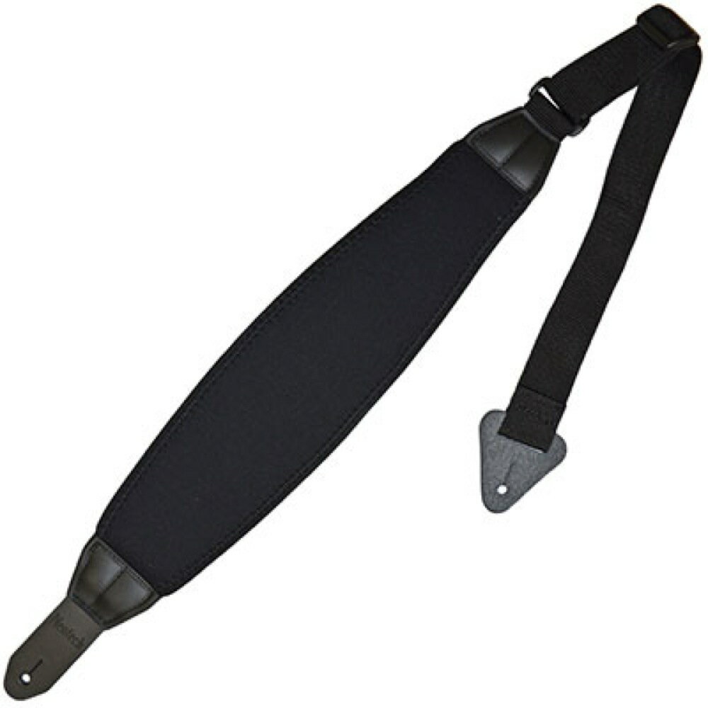 Neotech Mega Strap Reg BK 8301052 ギターストラップNeotech 社の製品は「コントロールストレッチ」と呼ばれるデザインコンセプトで作られています。柔軟なショルダーパッドが、肩と首の輪郭に沿って重量をより大きなエリアに効果的に分散させ、ショックアブソーバーとして作動します。首と肩へのプレッシャー疲労、および衝撃を減らす事により体感重量を大幅に軽減し、長時間のギグも可能にします。アタッチメントには、機能性や信頼性の高いパーツが使用されており、モノトーンのシンプルなルックスは、内容を優先したコンセプトの証でもあります。メガストラップシリーズは、コントロールストレッチシステムを採用したネオプレーンパッドで、通常のものより厚みと幅広のパッドデザインにすることでさらに快適性を高めました。柔軟なショルダーパッドが、肩と首回りにかかる楽器の重量と演奏中の衝撃をより大きなエリアに効果的に分散させる事により、体感重量を大幅に軽減し、長時間のギグも可能にします。【サイズ】　全長：最大約1150mm、最小約948mm　パッド：全長約485mm、幅約102mm
