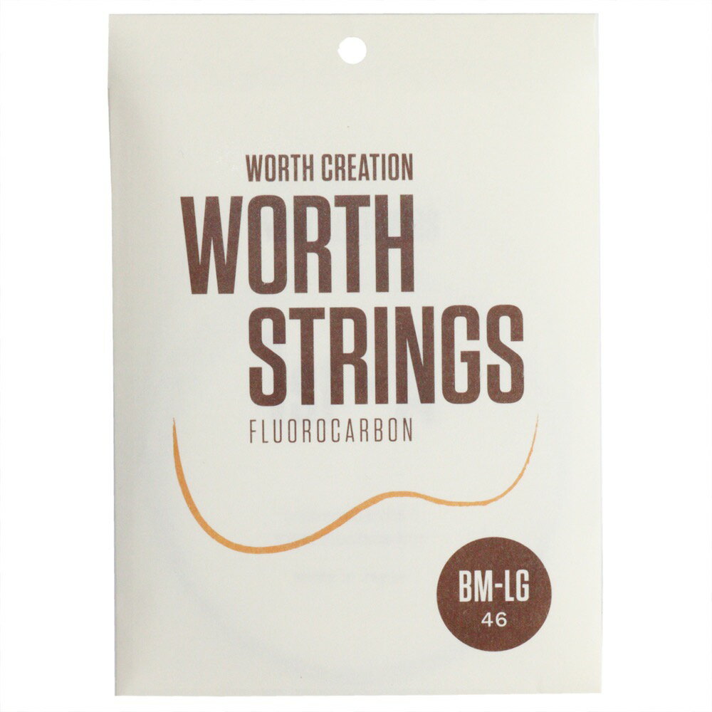 Worth Strings BM-LG Medium Low-G セット ウクレレ弦釣り糸などで使用される「フロロカーボン」と呼ばれる素材を使った Worth （ワース）弦。特徴は伸びにくく、湿温度の変化に強いという点。「よりヌケの良い音」がお好みの方にオススメです！BMの4弦をLow-G仕様に。Worth弦のLow-Gは、巻き弦ではないので、タッチが1弦から4弦まで全て同じ。色もオールブラウン。巻き弦特有の違和感がタッチでも音の鳴りにも無いのが特徴です。全体的にはクリアと比べて、柔らかく甘い音を出せるように考慮されています。※コンサートサイズ以上を推奨。スタンダードサイズですと、LOW-Gが他の3弦と比べてテンションが低くなります。※フロロカーボン素材のLow-G弦はナットの溝を広げる処理が必要になる場合がございます。弦長(inch)：461st(inch)：0.02052nd(inch)：0.02603rd(inch)：0.02914th(inch)：0.0358
