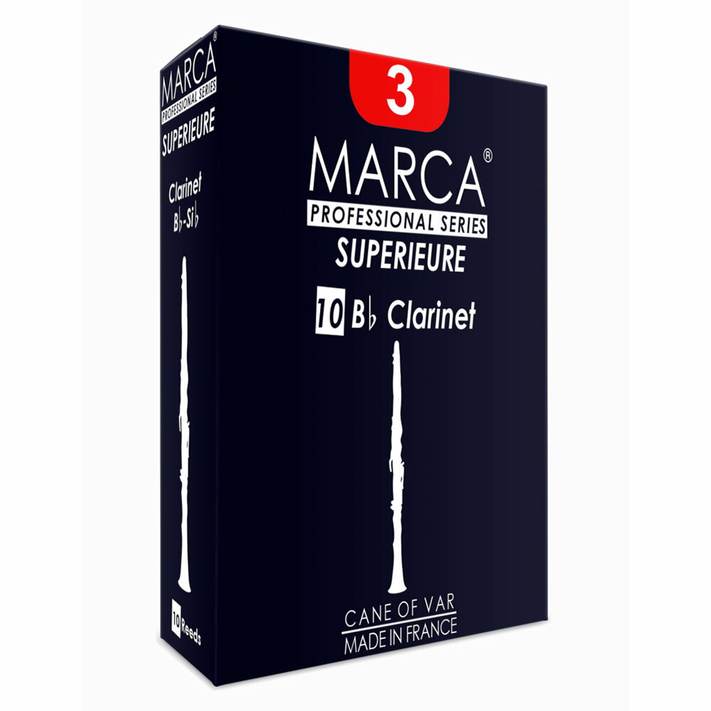 MARCA SUPERIEURE B♭クラリネット リード [2] 10枚入り※画像はサンプルです。詳しくは、商品説明をご覧下さい。※商品の性質上、商品の返品・交換はお受け出来ません。スペリアルリードは、Ebクラリネットからコントラバスクラリネット、ソプラニーノサクソフォンからバスサクソフォンまでのリードを製造しています。従来のリードより一段と進化させるため、マーカ社ではケーンの吟味から製造工程にも十分な配慮を行い、バランスの良い豊かな音量、はりのある音色と反応の良さ、しかも耐久性のあるリードを開発しました。製品の均一性に優れており、経済的なリードです。種類：Bbクラリネット（10枚入）　強度：2