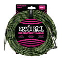 アーニーボール ERNIE BALL ＃6066 25ft Braided Cables Black / Green ギターケーブル