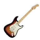 Fender Player Stratocaster HSS MN 3TS エレキギターStratocaster の印象的なサウンドは、フェンダーの看板的な特徴のひとつです。鳴りの良いハイエンド、パンチの効いたミッド、力強いローエンドといったクラシックサウンドに、クリスタルクリアなアーティキュレーションを加えた、フレキシブルなサウンドのPlayer Stratocaster HSS は、正統的なフェンダーのフィーリングとスタイルを持つギターです。あらゆるスタイルに対応する多様性を備え、どのような音楽的ビジョンも叶えてくれます。独自のサウンドを作り出すためのパーフェクトなプラットフォームといえます。伝統を重んじながら革新的なスピリットを維持するPlayer シリーズのハムバッカーブリッジピックアップは、力強くウォームなサウンドで、ミドルとネックピックアップに採用されたシングルコイルStratocaster ピックアップが、モダンなエッジを効かせたクリスピーでアーティキュレートな本格的フェンダートーンを実現します。スムーズなフィニッシュで弾きやすい“モダンC”シェイプのメイプルネックは、あらゆるプレイスタイルにフィットします。モダンな9.5 インチラジアスのフィンガーボードに打ち込まれたミディアムジャンボフレットは22 フレットに拡張され、さまざまな音楽的表現を可能としています。ポストとの摩擦を軽減するデザインにアップデートされた2 ポイントトレモロが、スムーズな弾き心地を実現すると同時に、チューニングの安定性を格段に高めました。さらに、マスターボリュームとトーンコントロール、5Way ピックアップスイッチ、3 層ピックガード、シンセティックボーンナット、デュアルウィングストリングツリー、シールドチューニングマシン、“F” の刻印入りの4 ボルトのネックプレートが、本物のフェンダーを象徴しています。Player Stratocaster HSS は、自分だけのトーンを手に入れ、新しい何かを生み出すのに最適なギターです。【SPECIFICATIONS】ボディ：Alderボディフィニッシュ：Gloss Polyesterボディシェイプ：Stratocasterネック：Mapleネックフィニッシュ：Satin Urethane Finish on Back, Gloss Urethane Finish on Frontネックシェイプ：Modern "C"スケール：25.5" (648 mm)フィンガーボード：Mapleフィンガーボードラジアス：9.5" (241 mm)フレットナンバー：22Frets Size：Medium Jumboナット：Synthetic Boneナット幅：1.650" (42 mm)ポジションインレイ：Black Dotsトラスロッド：Standardトラスロッドレンチ：3/16" Hex (Allen)ブリッジピックアップ：Player Series Alnico 2 Humbuckingミドルピックアップ：Player Series Alnico 5 Strat Single-Coilネックピックアップ：Player Series Alnico 5 Strat Single-Coilコントロール：Master Volume, Tone 1. (Neck/Middle Pickups), Tone 2. (Bridge Pickup)ピックアップスイッチ：5-Position Blade: Postion 1. Bridge Humbucking Pickup; Position 2. Middle Pickup and Inner Coil of Humbucker; Position 3. Middle Pickup; Position 4. Neck and Middle Pickup; Position 5. Neck Pickupピックアップコンフィギュレーション：HSSブリッジ：2-Point Synchronized Tremolo with Bent Steel Saddlesハードウェアフィニッシュ：Nickel/Chromeチューニングマシーン：Standard Cast/Sealedピックガード：3-Ply Parchmentコントロールノブ：Parchment Plasticストリング：Fender USA, NPS, (.009-.042 Gauges)カラー：3-Color Sunburst