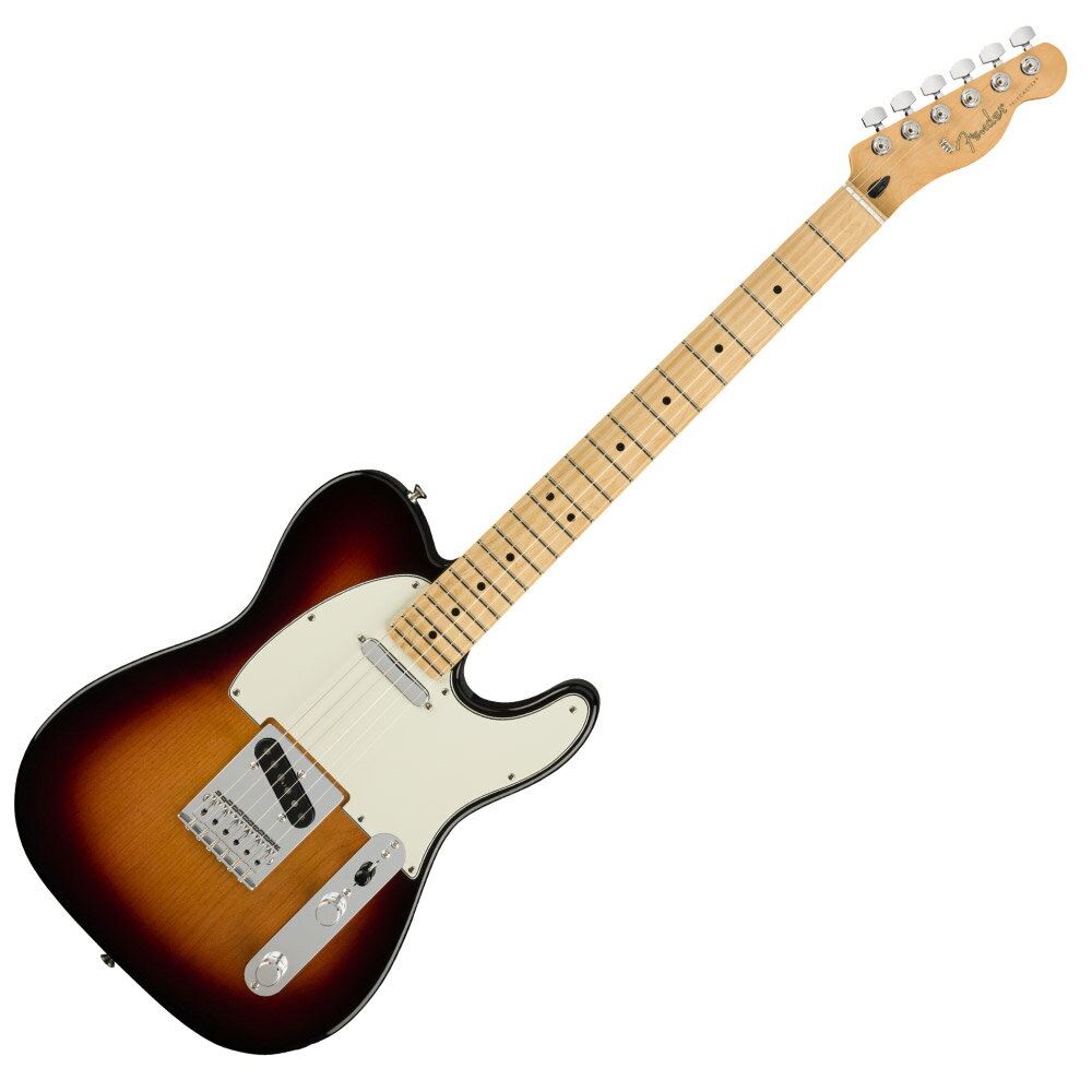 Fender Player Telecaster MN 3TS エレキギター大胆かつ革新的で無骨なPlayer Telecasterは、正真正銘のピュアなフェンダーといえます。フィーリングとスタイル、そして最も大切なサウンドの三拍子が揃ったギターで、囁きから泣きのサウンドまで思いのままです。さまざまな音楽に対応する多様性を持ち、激しいギグにも耐える丈夫さを備えた馬車馬で、音楽的ビジョンを実現するための頼もしい相棒になってくれます。伝統を重んじながら革新的なスピリットを維持するPlayerシリーズのシングルコイルTelecasterピックアップのペアが、モダンなエッジを効かせたクリスピーでアーティキュレートな本格的フェンダートーンを実現します。スムーズなフィニッシュで弾きやすい“モダンC”シェイプのメイプルネックは、あらゆるプレイスタイルにフィットします。モダンな9.5インチラジアスのフィンガーボードに打ち込まれたミディアムジャンボフレットは22フレットに拡張され、さまざまな音楽的表現を可能にしています。Telecasterの伝統的なトゥワング＆バイトに加え、ストリングスルーボディのブリッジにベントスティールのサドルを採用し、正確なイントネーションと永遠に鳴り続けるサスティーンを実現します。さらに、マスターボリュームとトーンコントロール、バレルチップ付きの3Wayピックアップスイッチ、3層ピックガード、シンセティックボーンナット、デュアルウィングストリングツリー、シールドチューニングマシン、“F”の刻印が入った4ボルトのネックプレートが、本物のフェンダーを象徴しています。耐久性が高くプレイヤーのどのような要求にも応えるギターを求めるなら、PlayerTelecaster が最適です。【SPECIFICATIONS】ボディ：Alderボディフィニッシュ：Gloss Polyesterボディシェイプ：Telecasterネック：Mapleネックフィニッシュ：Satin Urethane Finish on Back, Gloss Urethane Finish on Frontネックシェイプ：Modern "C"スケール：25.5" (648 mm)フィンガーボード：Mapleフィンガーボードラジアス：9.5" (241 mm)フレットナンバー：22Frets Size：Medium Jumboナット：Synthetic Boneナット幅：1.650" (42 mm)ポジションインレイ：Black Dotsトラスロッド：Standardトラスロッドレンチ：3/16" Hex (Allen)ブリッジピックアップ：Player Series Alnico 5 Tele Single-Coilネックピックアップ：Player Series Alnico 5 Tele Single-Coilコントロール：Master Volume, Master Toneピックアップスイッチ：3-Position Blade: Position 1. Bridge Pickup, Position 2. Bridge and Neck Pickups, Position 3. Neck Pickupピックアップコンフィギュレーション：SSブリッジ：6-Saddle String-Through-Body Tele with Block Steel Saddlesハードウェアフィニッシュ：Nickel/Chromeチューニングマシーン：Standard Cast/Sealedピックガード：3-Ply Parchmentコントロールノブ：Knurled Flat-Topストリング：Fender USA, NPS, (.009-.042 Gauges)カラー：3-Color Sunburst【FP_TL】