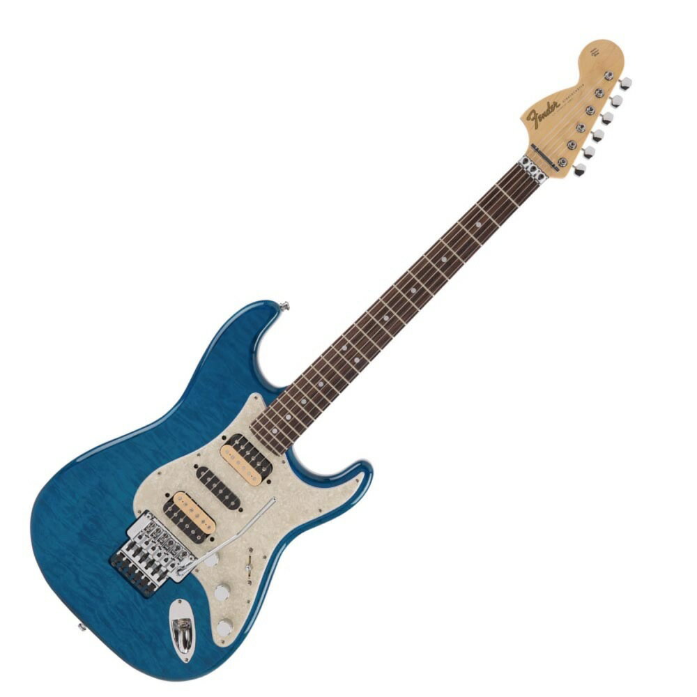 Fender Michiya Haruhata Stratocaster RW Caribbean Blue Trans エレキギター春畑道哉（TUBE）の日本製シグネイチャーモデルが発売となります。基になっているのは2011年にカスタムショップより発売された「Michiya Haruhata Stratocaster III」。あらゆるアイディアを詰め込みつつ、キルトトップのカリビアンブルーフィニッシュが爽やかな本機は、TUBEやソロワークなど様々な活動を通じてアイコニックな存在感を放っています。兼ねてより、手の届きやすい価格帯でのモデル開発を希望していた春畑が、ここ数年に渡ってクリス・フレミング監修を経てきた日本製フェンダーのクオリティに納得し、価格を抑えつつも妥協ないスペックを備えたモデルを開発するプロジェクトがスタートしました。リバースのラージヘッド、ユニークかつ機能的なコントロール系統、ダブルロッキングトレモロシステムなど、カスタムショップ製に詰め込まれたアイディアを余すところなく搭載しています。ピックアップも同様のものを採用し、カスタムショップ製と同じくボディにダイレクトマウント。さらにネックシェイプは本人実機から3Dスキャンして再現したMichiya Haruhata Soft V となっています。プロトタイプが出来上がったのは2018年の5月初旬。すでにスタートしていたTUBEの全国ライブツアーのステージリハーサルにてチェックした春畑は、一瞬にして気に入りそのまま本番で使用。その後も、そのプロトタイプで演奏を続けていることが、春畑の期待に応えたモデルに仕上がったことを証明しています。Body Material：Quited Maple Top on AshBody Finish：PolyesterNeck Material：MapleNeck Shape：Michiya Haruhata Soft VFingerboard Material：RosewoodNumber of Frets：22Fret Size：Medium JumboFingerboard Radius：250 mmScale Length：25.5" (648 mm)Bridge：Double Locking Tremolo SystemNeck Plate：4-BoltNut Material：Lock NutNut Width：1.675" (42.5 mm)Bridge Pickup：DIMARZIO DP153Middle Pickup：Texas SpecialNeck Pickup：DIMARZIO DP193Controls：Master Volume, Mid Pickup Volume, Master Tone with Push-Push Switch for Neck Pickup ON/OFFHardware Finish：ChromeColor：Caribbean Blue TransCae/Gigbag：Gig Bag