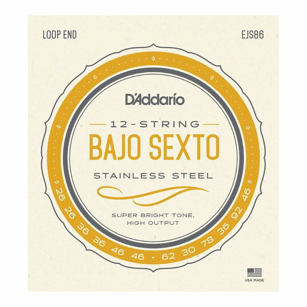 ダダリオ D'Addario EJS86 Bajo Sexto Stainless Steel set strings バホセクスト弦 12弦セット