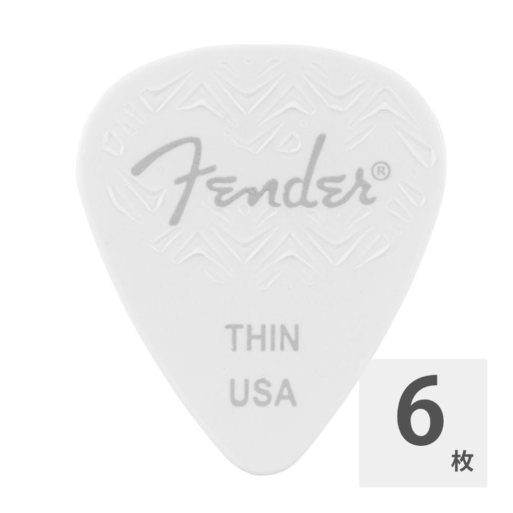 フェンダー ギターピック 6枚 セット Thin 351 Shape Wavelength Celluloid Picks White Fender