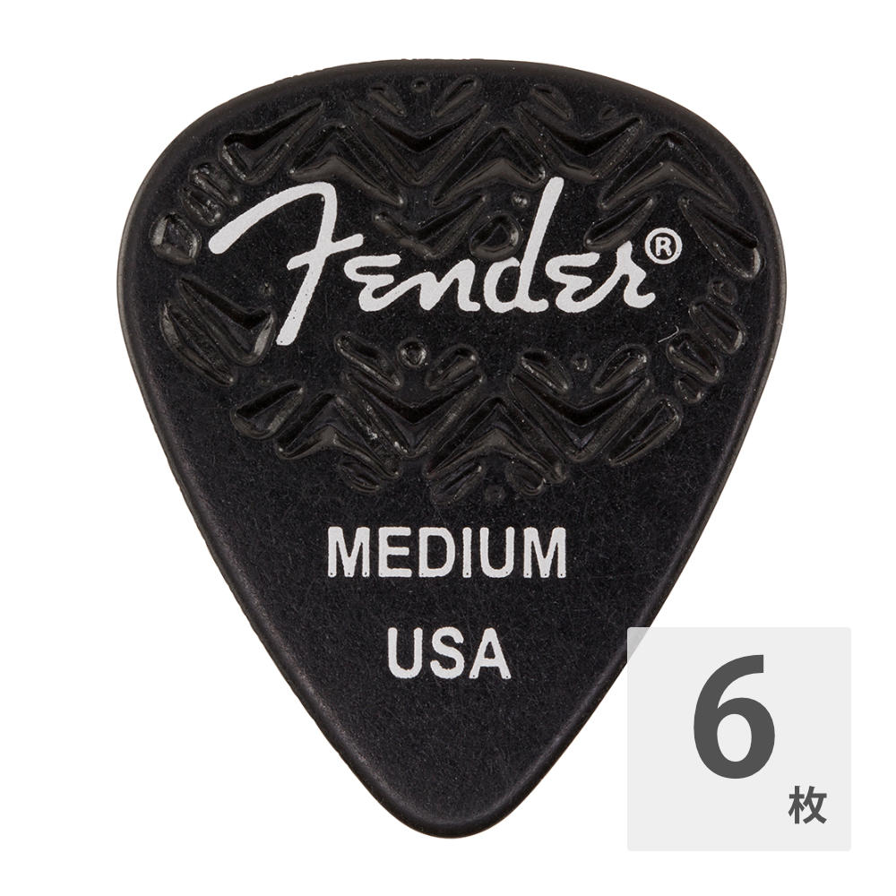 フェンダー ギターピック 6枚 セット ミディアム 351 Shape Wavelength Celluloid Picks Black Fender