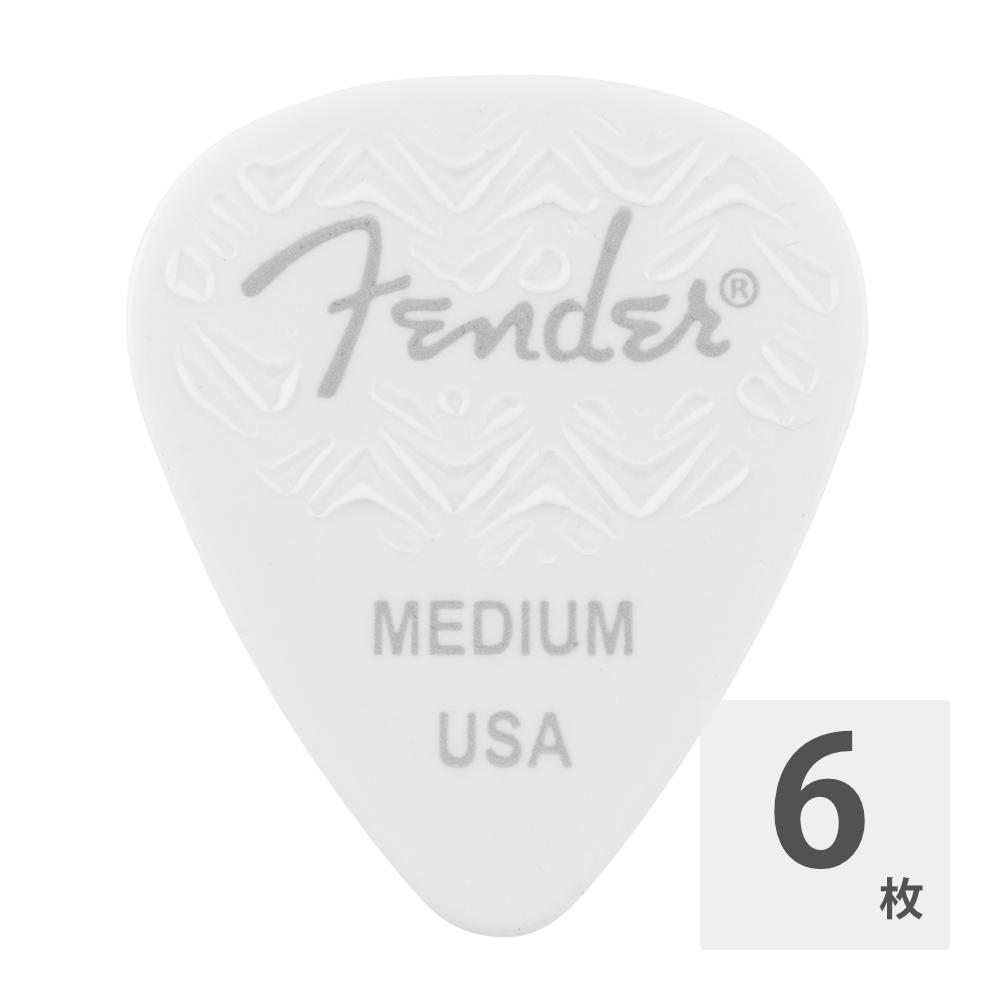 フェンダー ギターピック 6枚 セット ミディアム 351 Shape Wavelength Celluloid Picks White Fender