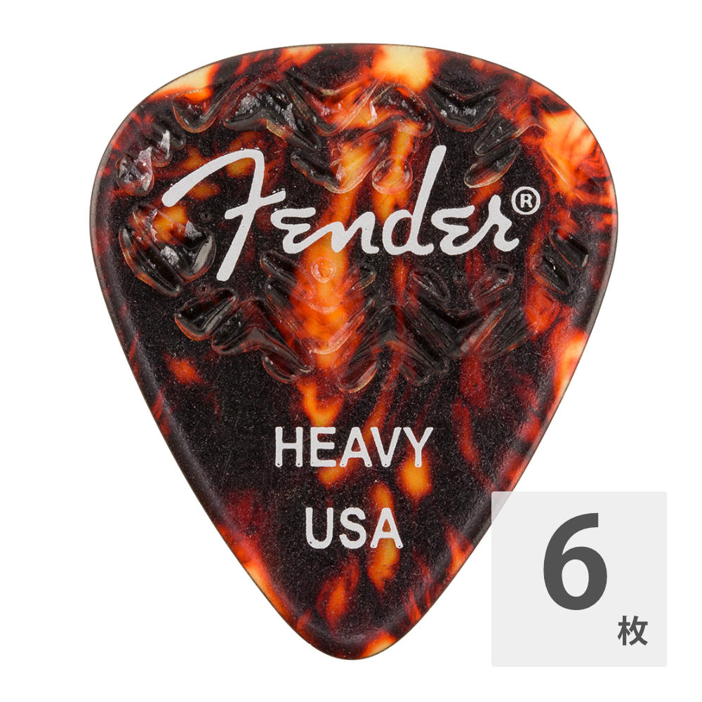 フェンダー ギターピック 6枚 セット ヘビー 351 Shape Wavelength Celluloid Picks Tortoise Shell Fender