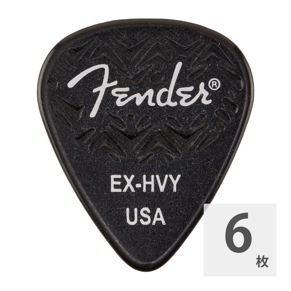 フェンダー ギターピック 6枚 セット エクストラヘビー 351 Shape Wavelength Celluloid Picks Black Fender