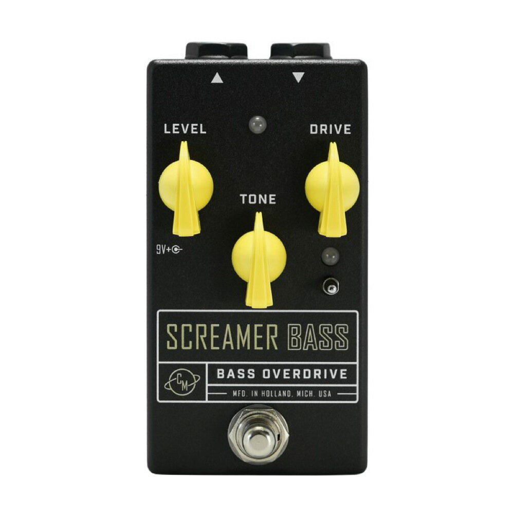 Cusack Music Screamer Bass ベース用エフェクターCusack Music Screamer Bassは、人気のギター用オーバードライブ、“Screamer”と同様、チューブスクリーマーインスパイア系オーバードライブです。ベースギターで最適に使用できるよう、ボトムエンドを逃さず出力できます。Screamer Bassは、ベースの明瞭さを犠牲にすることなく、ベーストーンに軽い歪みを加えます。クリアで芯のあるベースオーバードライブを求めるプレイヤーに最適です。さらに音色全体のスムースさや歪みのエッジを好みに合わせて設定できるよう、3つのクリッピングオプションを選択できるクリッピングセレクタースイッチを搭載しています。●コントロールLevel：音量を調整します。Drive：歪みの強さ、サステインの長さを調整します。Tone：音色のバランスを調整します。クリッピングセレクタートグルスイッチ：スタンダード、クラッシュ、非対称の3つのクリッピングオプションを選択できます。フットスイッチはクリックレスで、機械式スイッチが原因のスイッチングノイズとは無縁に。もちろんトゥルーバイパスです。●LEDエフェクトON時、LEDが赤に点灯します。バイパス時は初期設定で緑色に点灯します。フットスイッチをLEDが点滅するまで長押しすることで、バイパス時にLEDを消灯させることができます。また、電池駆動時に電池が消耗しているとペダルのインプット端子にプラグを差し込んだ際にLEDが点滅し、電池の交換時期を伝えます。Cusack Music Screamer Bassは9V電池、またはスタンダードなセンターマイナスDC9Vアダプターで駆動します。動作電流は8mAです。インプット端子が電源を兼ねています。電池を入れている時、ご使用にならない間はインプット端子からプラグを抜いておいて下さい。また、長期間の保管をされる場合は電池を抜いておいて下さい。