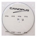 CANOPUS CB20RB COATED REGULAR BD SWC ロゴ入り 20インチ用 ドラムヘッドSmooth White Filmを使用。柔らかい打感と倍音が特徴で、ミッド、ローのチューニング時は弾力のあるフィルムの特性が良く出て、気持ち良いサスティーンを生み出します。No.CB20RBサイズ：20インチ