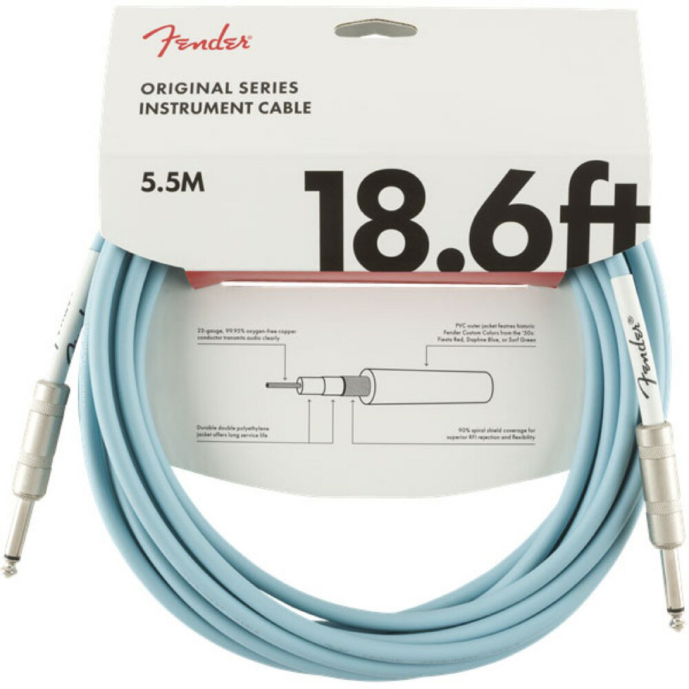 ギター シールド フェンダー Fender Original Series Instrument Cable SS 18.6' Daphne Blue ギターケーブル 1