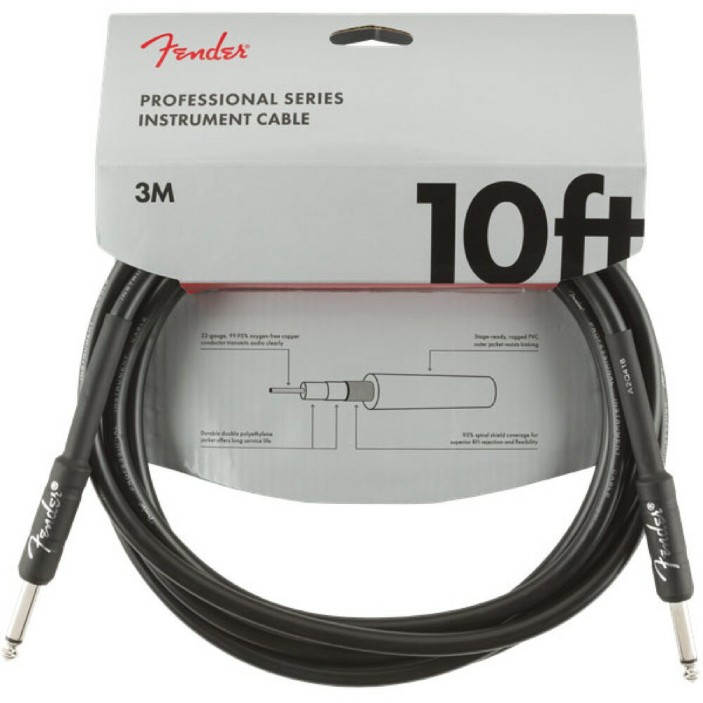 フェンダー Fender Professional Series Instrument Cable SS 10' Black ギターケーブル 1