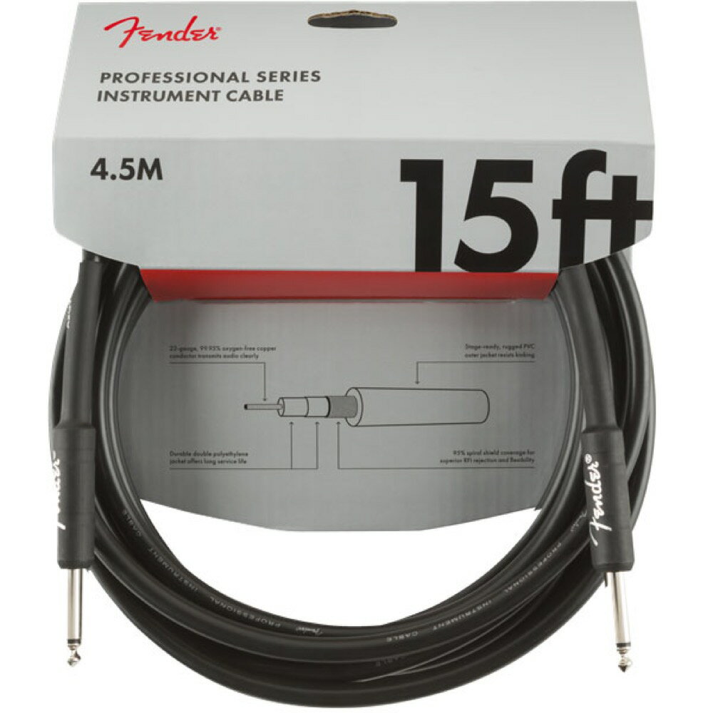 ギター シールド フェンダー Fender Professional Series Instrument Cable SS 15 039 Black ギターケーブル