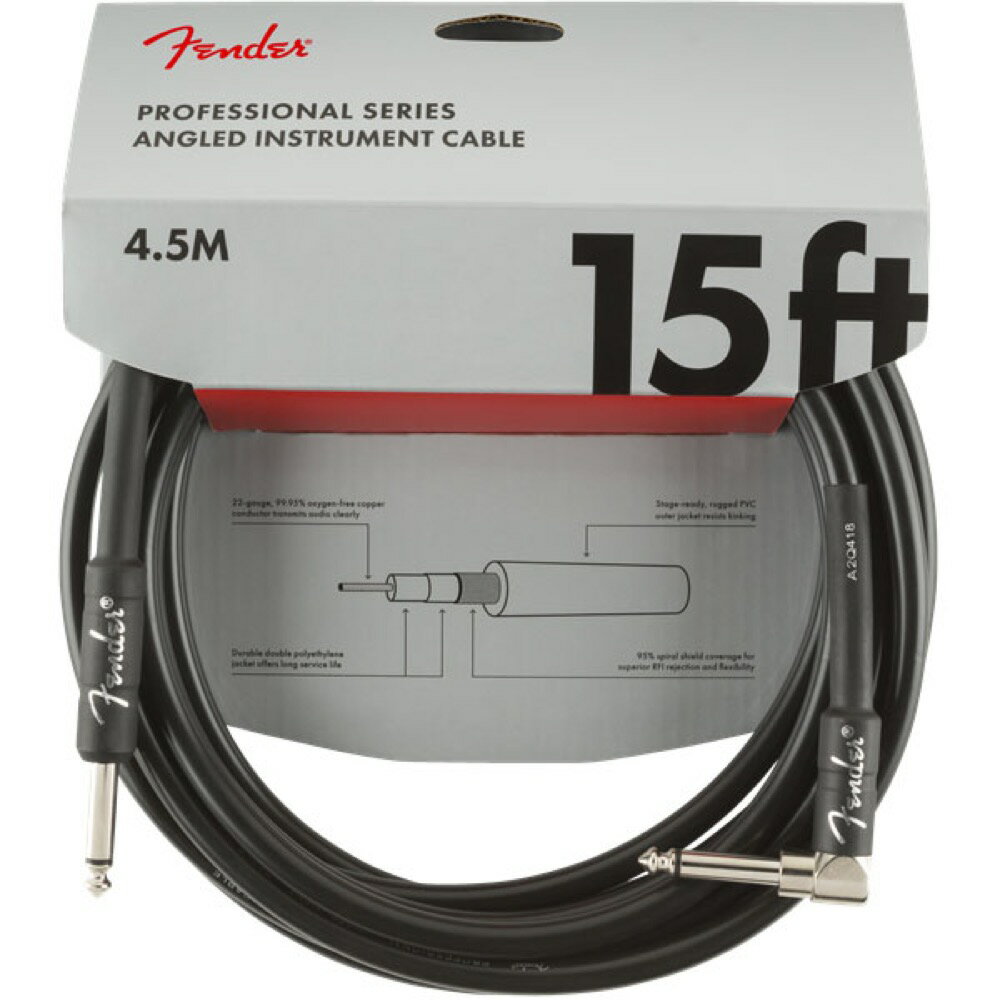 ギター シールド フェンダー Fender Professional Series Instrument Cable SL 15 039 Black ギターケーブル