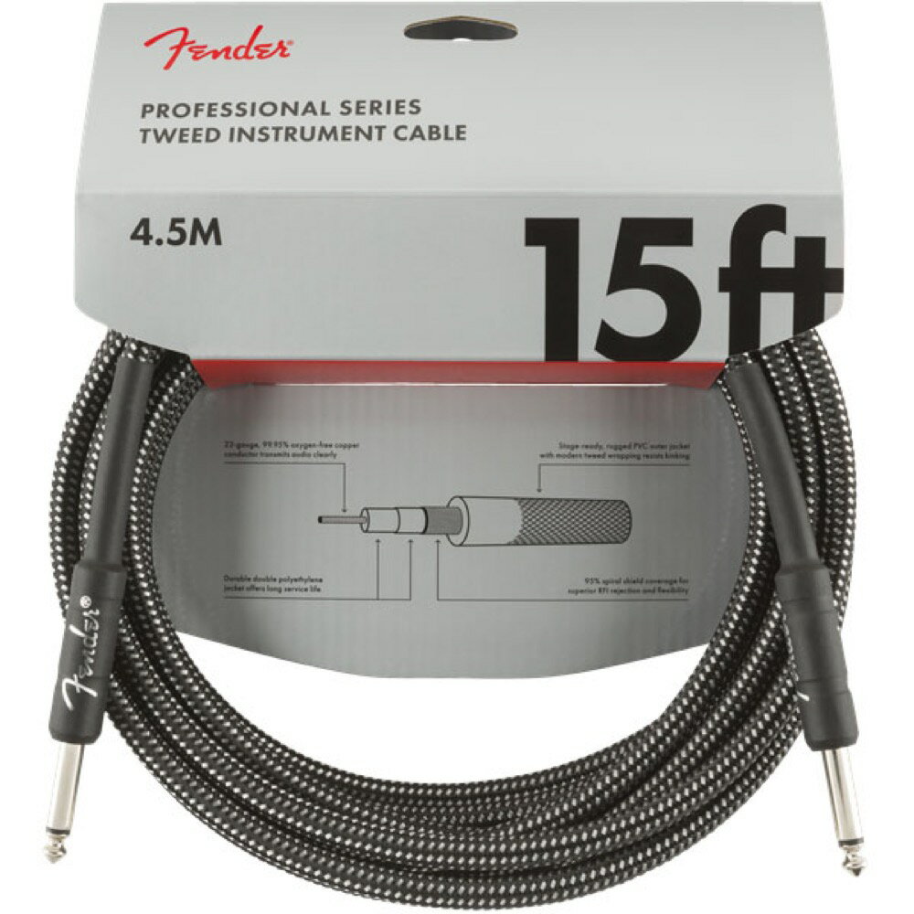 フェンダー Fender Professional Series Instrument Cable SS 15' Gray Tweed ギターケーブル