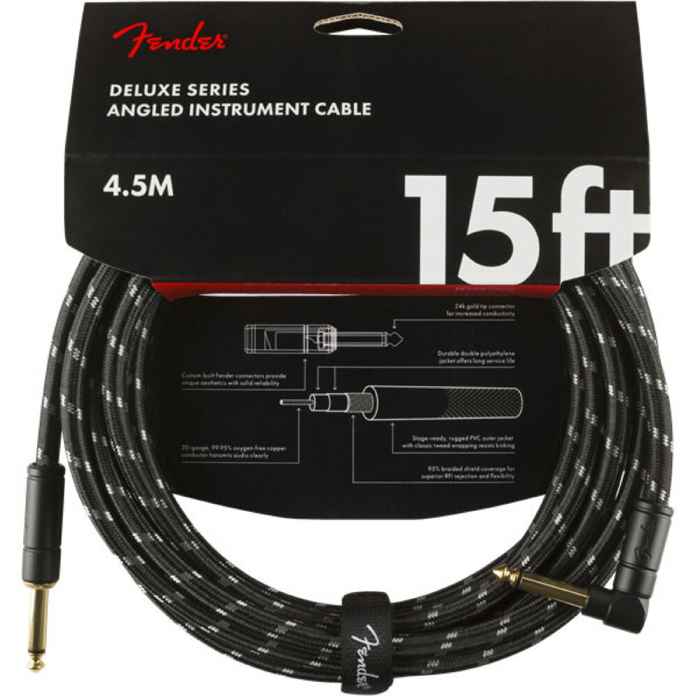 フェンダー Fender Deluxe Series Instrument Cables SL 15 039 Black Tweed ギターケーブル