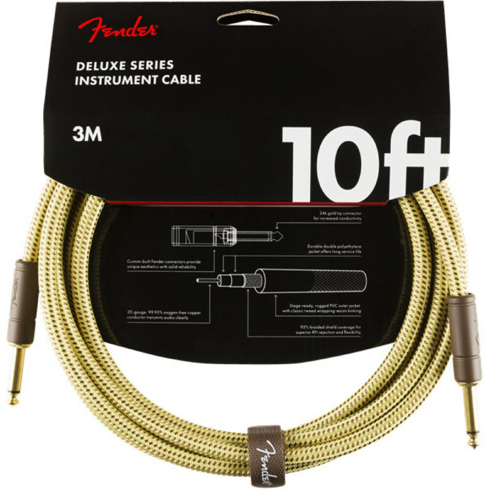 ギター シールド フェンダー Fender Deluxe Series Instrument Cables SS 10 039 Tweed ギターケーブル