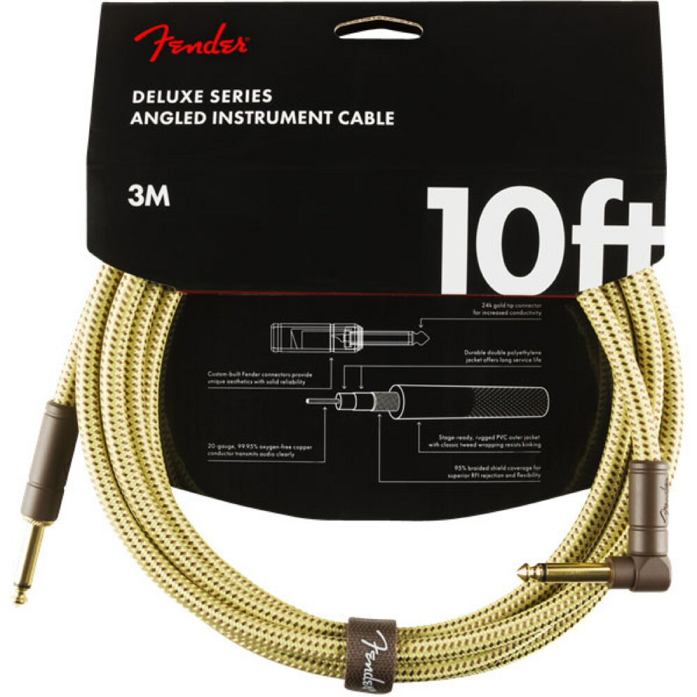   ե Fender Deluxe Series Instrument Cables SL 10' Tweed ֥