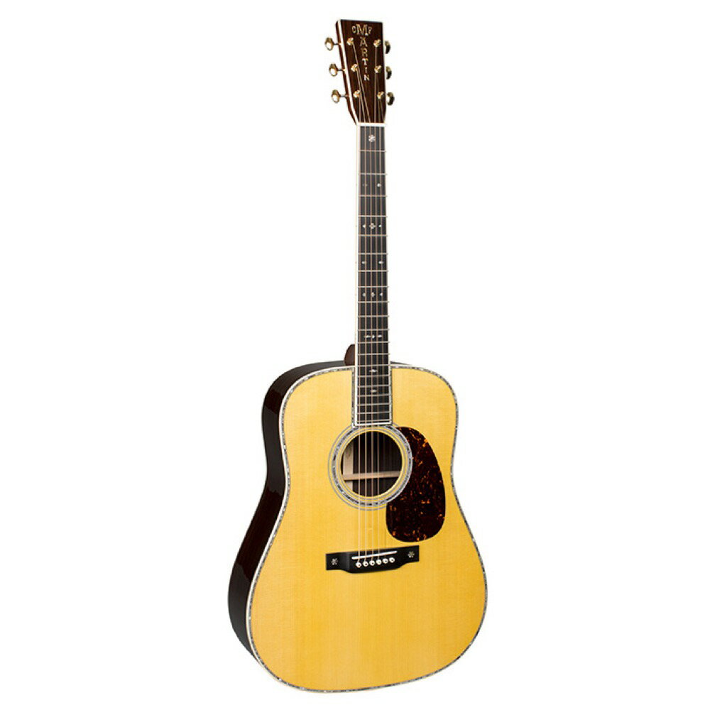 MARTIN D-42 Standard (2018) 正規輸入品 アコースティックギター。D-41をよりファンシーな形にしたモデル。この42スタイル自体は19世紀からあるマーティン伝統のデザインで、実は45のデザインの基となった非常に由緒正しいスタイル。ブリッジやフィンガーボードのインレイも特徴だ。【SPEC】Model：D-42 (2018)Top Material：Sitka SpruceRosette：Abalone with Multi-StripeBracing Pattern：Forward Shifted X BraceBrace Shape：ScallopedBrace Material：Sitka SpruceBack Material：East Indian RosewoodSide Material：East Indian RosewoodBinding：Antique WhiteTop Inlay Material：Abalone with Multi-StripeNeck Material：Genuine MahoganyNeck Shape：Modified Low OvalNeck Taper：High Performance TaperNut Material：BoneHeadstock Shape：Solid with Square Taper and DiamondHeadplate Material：East Indian RosewoodFingerboard Material：EbonyScale Length：25.4"Fingerboard Width at Nut：1 3/4"Fingerboard Inlay Style：Style 45 SnowflakeBack and Side Finish：GlossFinish Top：GlossTop Color：Aging TonerNeck Color：Dark MahoganyBridge Material：EbonyBridge Style：Modern Belly - Drop in SaddleTuning Machines：Gold Open GearPickguard：Faux TortoiseCase：Ply Hardshell