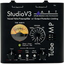 ART Tube MP Studio V3 チューブマイクプリアンプTube MP Studio V3は、Tube MPを元に、VUメーター、リミッターそして、V3回路を搭載したモデルです。これにより、ボーカル・マイクのみならず、ギター、ベース、キーボードに合わせたセッティングも簡単に得られます。【特徴】・V3回路・OPL出力保護リミッター・楽器を直接入力可能なハイインピーダンス入力・厳選した真空管12AX7使用・TUBE WARMTH メーターメーター搭載・ファントム電源搭載・位相反転スイッチ【V3回路（Variable Valve Voicing）】V3回路は、入力音源に合わせて、最適な特性が得られる回路です。ボーカル、ギター、ベース、キーボード、パーカッション等、様々な入力ソースに対し16種類のプリセットがあります。これらは、プロのエンジニアがプリセットしています。ツマミを回すだけで、簡単にプロのサウンドを得られます。【プリセットの説明】ニュートラル原音に対して忠実で、透明感のある設定です。・FLAT: ニュートラル・フラット・VOCAL: ニュートラル・ヴォーカル（マイク）・GUITAR: ニュートラル・ギター・BASS: ニュートラル・ベースギターウォーム真空管ならではの、温かさがある設定です。・E-KBD: ウォーム・エレクトリック・キーボード・E-GTR: ウォーム・エレクトリック・ギター・VOCAL: ウォーム・ヴォーカル・マイク・VALVE: ウォーム・バルブウォーム＋OPL音圧の高い信号やピークの大きな信号に有効な、リミッターが効いたウォームな設定です。・MULTI: マルチに使えるウォームサウンド+OPL・VOCAL: ヴォーカル用ウォーム+OPL・A-CTR: アコースティック・ギター用ウォーム+OPL・PIANO: ピアノ用ウォーム+OPLニュートラル＋OPLクローズ・マイクなど音圧の高い信号やピークの大きな信号に有効なリミッターが効いていて、かつ自然なサウンドの設定です。・BASS: ニュートラル・ベースギター+OPL・A-GTR: ニュートラル・アコースティク・ギター+OPL・PERC: ニュートラル・パーカッション+OPL・LIMIT: ニュートラ・ルリミット【チューブ・プリアンプ部】12AX7真空管を使用しています。トータルの最大ゲインは70dBあり、どんなマイクにでも対応できます。入出力入出力は、「平衡XLR」「不平衡1/4"フォーン」を備えています。出力はXLRとフォーンを同時に出力可能です。コントロールコントロールは「インプット」「アウトプット」「+20dBゲイン・スイッチ」「+48Vファントム電源スイッチ」「位相反転スイッチ」です。インプット・ゲインインプット・ゲインは、+20dBゲイン・スイッチにより、「+6〜+40dB」「+26〜+60dB」になります。LEDクリッピングを表示するLEDは、信号が過大入力になると緑から赤に変わります。【OPL回路】リミッターは、出力ピーク信号を正確にコントロールするART独自の"OPL"アウトプット・プロテクション・リミッターです。OPL回路は出力レベルをコントロールし、ハードディスク・レコーダーなど、次に接続する機器を入力オーバーによるクリップから保護します。【TUBE WARMTH メーター】TUBE WARMTH メーターは真空管回路の出力を表示します。真空管の歪みの状態を確認でき、表示レベルを上げることで、真空管のオーバードライブによる倍音成分の増加とサウンドの温かみを得られます。また、OPL がオンの設定では、真空管が歪まないようにモニターできます。【特性】Dimensions: 127H x 140W x 51HmmWeight: 681gInput Connections: XLR (balanced), 1/4inch TSOutput Connections: XLR (balanced), 1/4inch TSInput Impedance XLR, 1/4inch: 2K ohms, 840k ohmsOutput Impedance XLR, 1/4inch: 600 ohms, 3000hmsMaximum Input Level, XLR: +14dBuMaximum Input Level, 1/4inch: +22dBuMaximum Output Level, XLR: +28dBuMaximum Output Level, 1/4inch: +22dBuCMRR: 75dB (typical @ I kHz)Frequency Response: 10HZ to 30kHz, +/-.5dBDynamic Range: 100dB (20-20kHz) typicalTotal Harmonic Distortion (THD): 0.1 % (typical)Maximum GainXLR to XLR: 70dB (typical)1/4inch to 1/4inch: 54dB (typical)XLR to 1/4inch: 64dB (typical)1/4inch to XLR: 60dB (typical)Equivalent Input Noise (EIN): XLR to XLR：-129dBu (A weighted)1/4inch to 1/4inch: -105dBu (A weighted)Tube Type: 12AX7A, Dual Triode, Hand SelectedPower Requirements: 9VAC @ 0.8A (typ.)